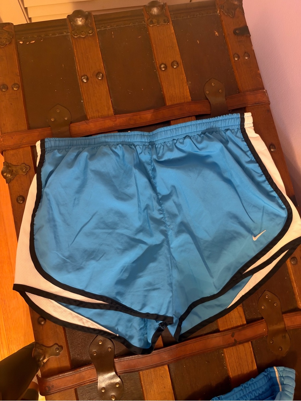 Nike Women's Blue Athletic Shorts with White Panels